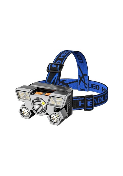 Şarjlı 5 Led 4 Modlu Cob Led Avcı Balıkçı Kamp Süper Kafa Lambası Model 212 Pop Çok Renkli