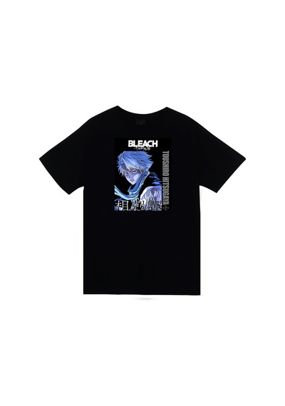 Stoned&Fame Bleach Tōshirō Hitsugaya Anime Baskılı Unisex %100 Pamuk Siyah T-shirt SIYAH