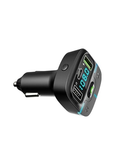 Araç Fm Transmitter 5.3 Bluetooth Araç Kiti Usb Type-c Hızlı Şarj Çıkışlı Çakmaklık Girişli F9 10"