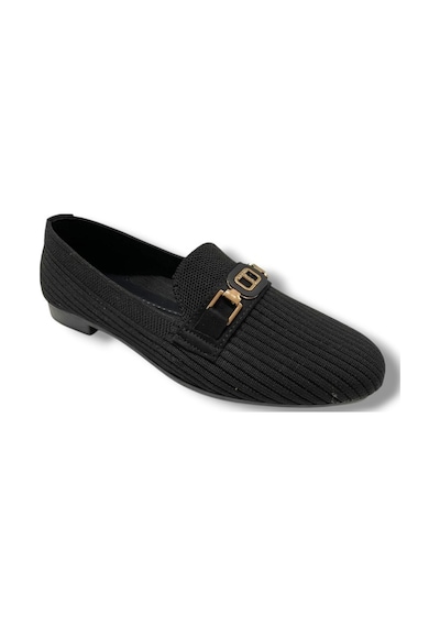 C-shoes 3106-25 Triko T Taşlı Toka Kadın Babet Sıyah