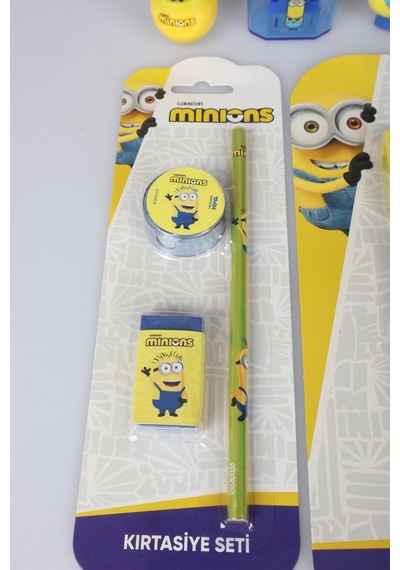 X Dekomus , Lisanslı Minions 12 Parça Kırtasiye Seti Silgi,kurşun Kalem,not Defteri,kalemtraş Diğer