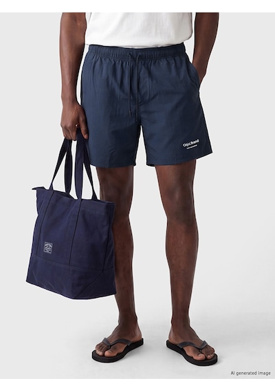 Lcw Swımwear İndigo Kısa Boy Baskılı Erkek Deniz Şortu