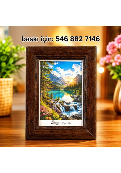 Ahşap Görünümlü Klasik Tasarımlı Masaüstü Fotoğraf Çerçevesi