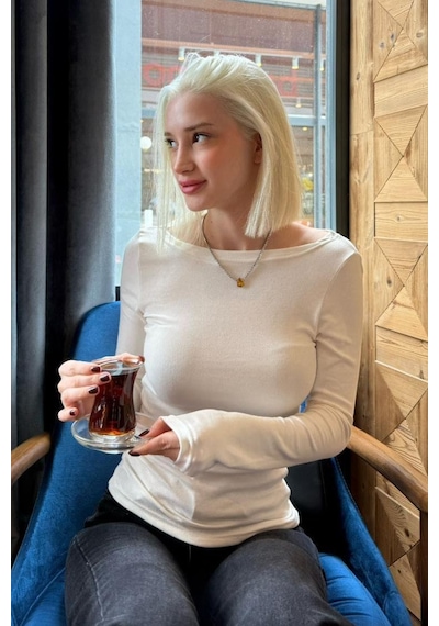Beyaz Kayık Yaka Modal Kaşmir Ultra Hafif Body Mg2627 Mg2627 Beyaz