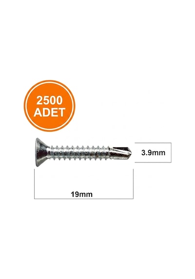 Std 3.9x19 Yhb Matkap Uçlu Vida Ms Akıllı Vida 1 Paket-2500 Adet 3.9  x 19 MM