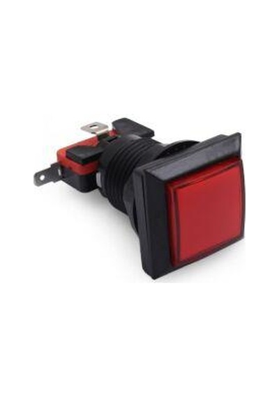 33mm 12V Kare Işıklı Oyun Makinesi Butonu - Kırmızı