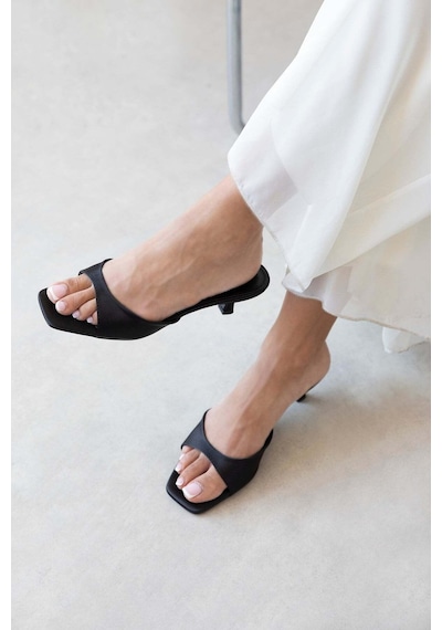 Wolk Shoes Jordy Kadın Topuklu Saten Sandalet Siyah