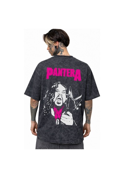 Sevbano Pantera Rock Metal Müzik Grubu Sırt Baskılı Unisex Oversize Eskit Siyah