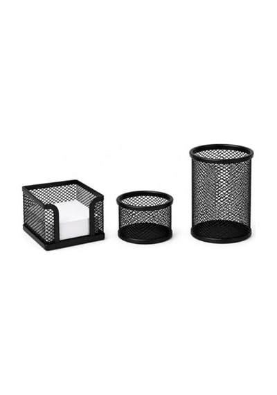 3 Parçalı Metal Masaüstü Organizer Seti, Kalemlik Ve Notluk İle 165-Koyu Yeşil