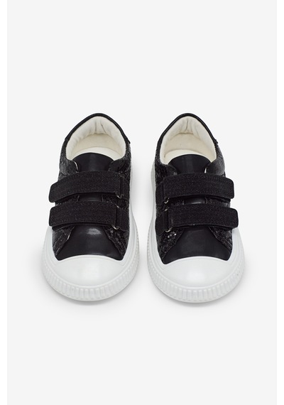 Tonny Black Çoçuk Sim Detaylı Cırtlı Rahat Kalıp Sneaker Çocuk Unisex Siyah Sneaker Tbarz1035 Siyah