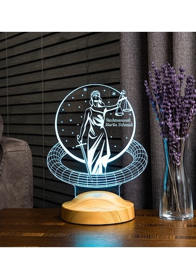 3D Led Lamba Avukat Adalet Kişiye Özel Hediye Gecelambası