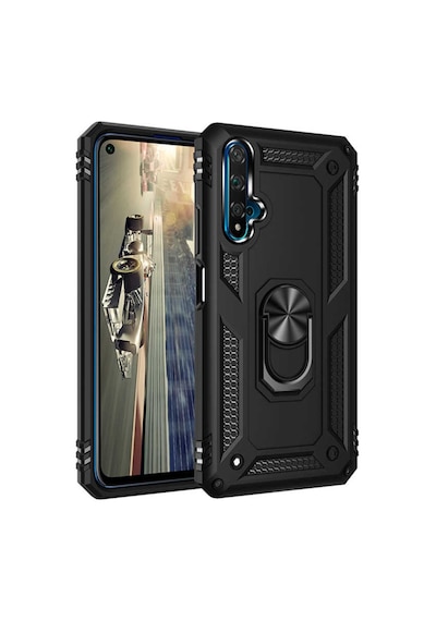 Huawei Nova 5T Kılıf Zore Vega Yüzüklü Standlı Zırh Kılıf