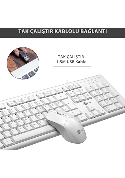 Lecoo CM101 USB Kablolu Türkçe Q Klavye & Mouse Set