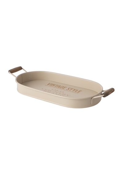 Mudo Home Vetra Oval Tepsi Bej 44x22 Cm