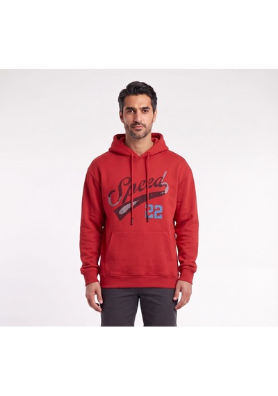 Blow Up Speed 22 Baskılı Kapüşonlu Kırmızı Erkek Sweatshirt 12484 Siyah