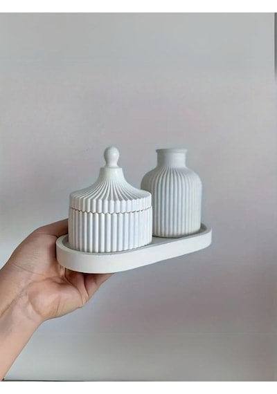 Bernami Mumluk Şamdanpinterest Dekoratif Vazo, Kapaklı Mumluk Ve Mum 3'lü Set Diğer