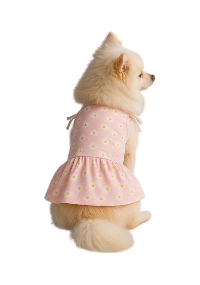 Kedi Ve Köpek Kıyafeti & Elbisesi Pembe Papatyalı Elbise S