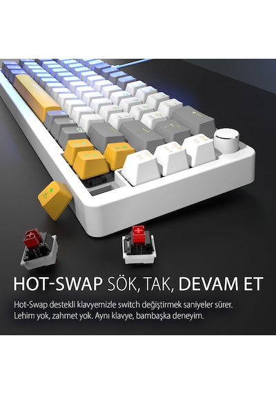 Ikg-457 Rgb Mekanik Oyuncu Klavyesi 68 Tuş Hot Swap Red Switch Multimedya Kontrol Düğmesi
