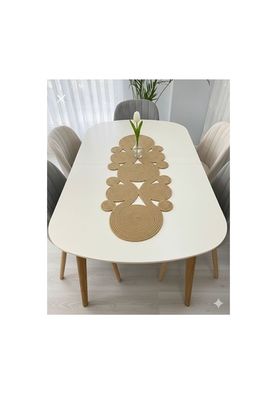 Jüt, Hasır,sarmal Model, Dekoratif Masa Örtüsü, Runner 40x110 Cm, Sehpa Örtüsü, Bohem Tarzı Hasır Hasır