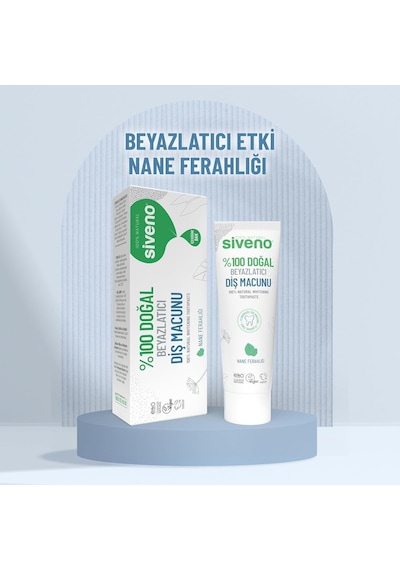 Siveno%100 Doğal Diş Macunu Beyazlatıcı Nane Ferahlığı Florürsüz 65 Gr Beyazlatma