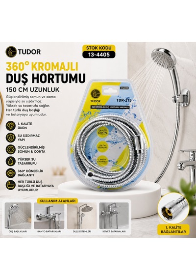 360 - Metal Duş Hortumu 150cm Vakumlu Ambalaj 50001 000 Açık Krem