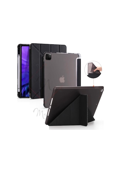 Apple Uyumlu iPad Pro 12.9 5. Nesil 2021 Kılıf Kalem Bölmeli Trifolding Case A2378 A2379 A2461 A2462
