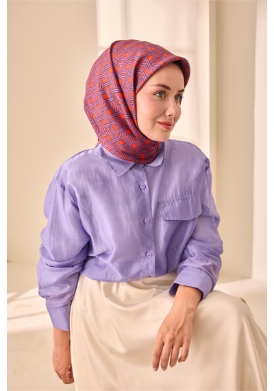 Silk Home Twill İpek Eşarp 11479-22 Parlak Turuncu, Eflatun