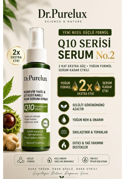 Q10 Coenzyme & At Kestanesi Etkili , Sıkılaştırıcı, Toparlayıcı & Selülit Vücut Bakım Serum Sprey 10