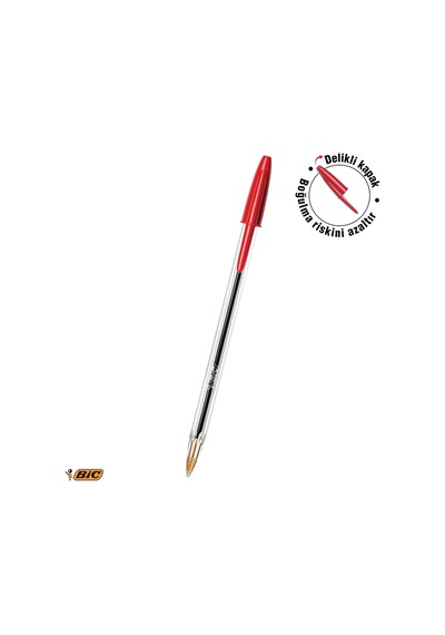 Bic Cristal Medium Tükenmez Kalem Kırmızı 50'li Kutu, 1.0 Mm Orta Çok Renkli