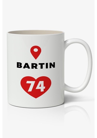 Bartın Baskılı Kupa Bardak Baskılı Kahve Kupa Bardak Beyaz