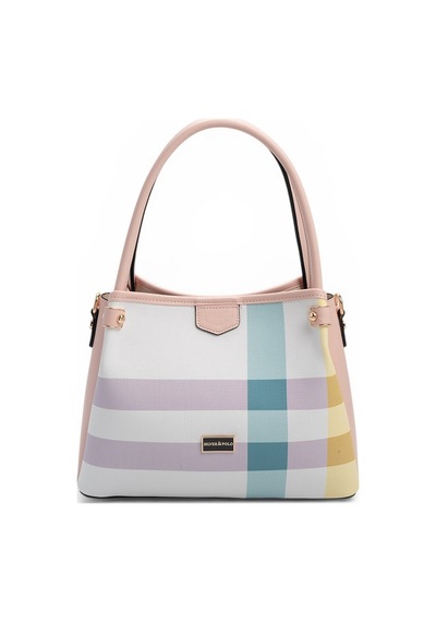 Silver Polo Sp1254 Kadın El Çantası Ekose Lila-pembe