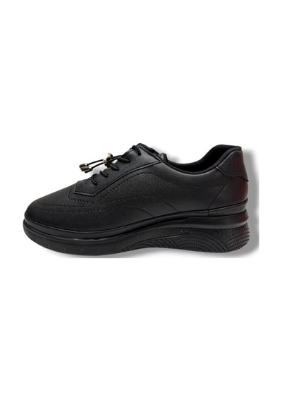 C-shoes 3428-26 Cilt Deri Anatomik Bağcıklı Kadın Comfort Ayakkabı 38-40 Siyah
