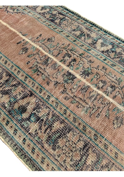 Patchwork Eskitme Halı 90x280 Turuncu %100 Yün Vintage Yolluk Turuncu