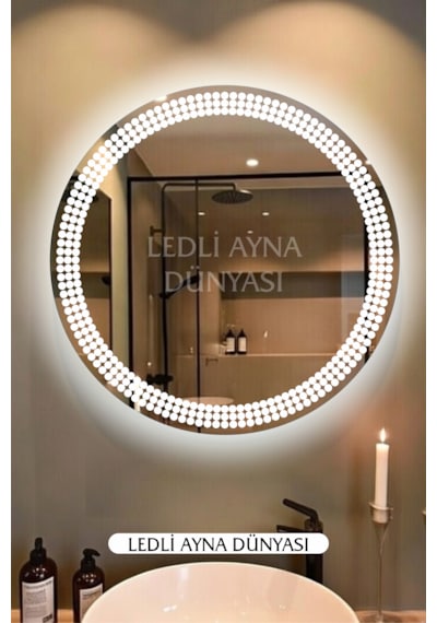 70 Cm Beyaz Işıklı Duvar Banyo Antre Makyaj Ledli Ayna Beyaz - Gümüş