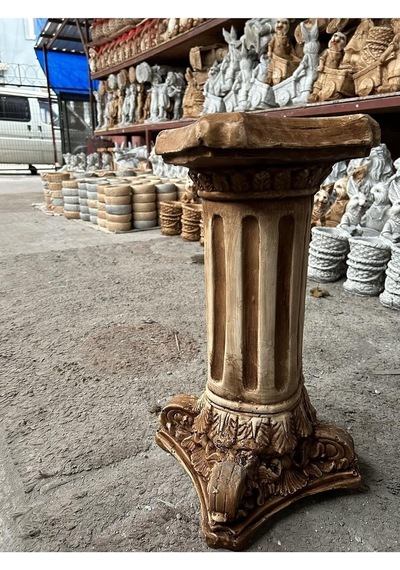 Dekoratif 53cm Eskitme Kahverengi Sütun Ve Aslan Set Heykel Ev Balkon Bahçe Dekorasyon Bohem Biblo Diğer