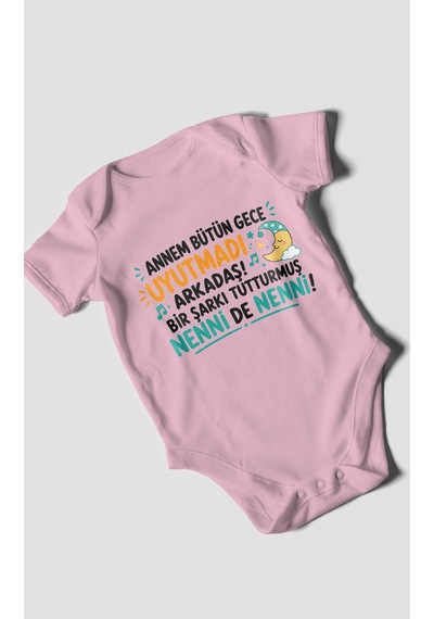 Morivokids Anneye Özel Kısa Kollu Bebek Body %100 Pamuk Zbn194-kk Koyu Pembe