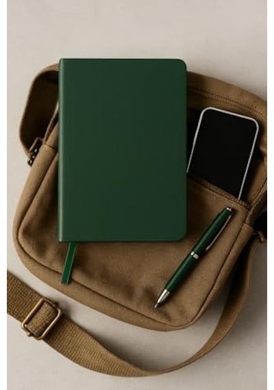 Fark Tanıtım Çizgisiz Not Defteri, Yeşil Deri Kapaklı Defter, 128 Yaprak A5 Defter, Ofis Ve Kırtasiye 14cm X 21 C