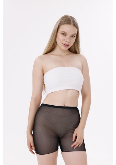 Ang Butik Freshness 0024 Lazer Kesim Tül Boxer Korse SIYAH