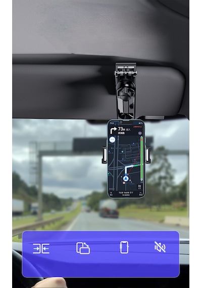 Araç Güneşlik Bağlantılı Telefon Tutucu Sunroof Masa Yatak Kenar Bağlantılı Telefon Tutacağı Siyah