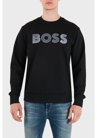 Boss Pamuklu Bisiklet Yaka Regular Fit Sweat Erkek Sweat 50565651 001 Siyah