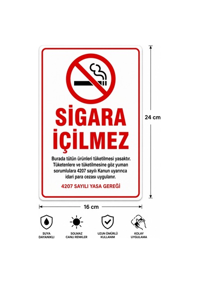 Folyo Baskı Sigara İçilmez Para Cezası 16x24 Cm