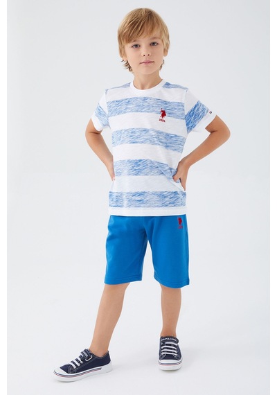 U S Polo Assn Stripe Pattern Mavi Erkek Çocuk Bermuda Takım U S Polo Assn Stripe Pattern Mavi Erkek Çocuk Bermuda Takım