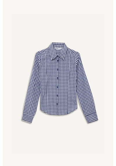 Defacto Coool Fitted Kareli Poplin Uzun Kollu Gömlek F9285ax25aunv241 Lacivert