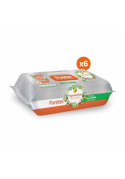 Puretex Yüzey Temizlik Havlusu Turuncu Meyveler 6x100 600 Yaprak Beyaz