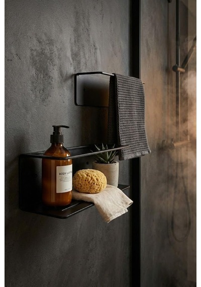 Orret Home Yapışkanlı Banyo Organizer Rafı Paslanmaz Siyah Metal Duvar Tipi Raf Delmeden Montajl Sku: Smgstk7ff2e15b99 Açık Gri