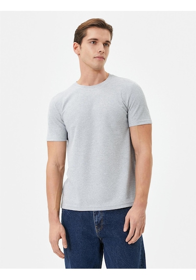 Koton 4sam10279hk 031 Gri Erkek Jersey Kısa Kollu Basic T-shirt Gri
