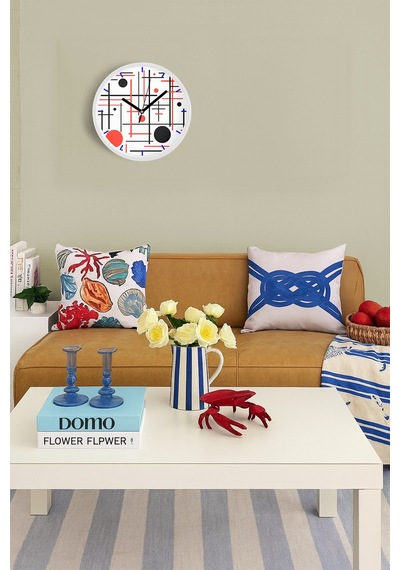 Soyut Geometrik Temalı Modern Duvar Saati - 25cm - Önü Camlı Beyaz Kasa - Sessiz Mekanizma-jh0432 Beyaz