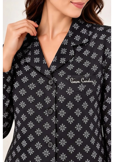 Pierre Cardin Gömlek Yaka Modal Kadın Pijama Takımı Siyah