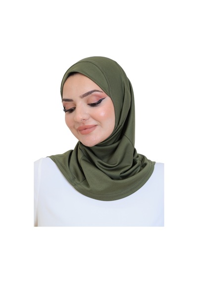 Modish Group Hazır Başörtü Pratik Tak Çıkart Kadın Günlük Şal Hafif Kırışmaya Dayanıklı Haki
