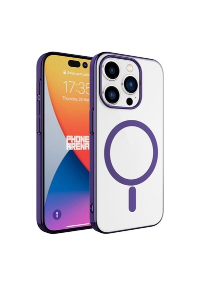 Apple Uyumlu iPhone 15 Pro Max Kılıf Zore Wireless Şarj Özellikli Pixel M-safe Kapak Derin Mor